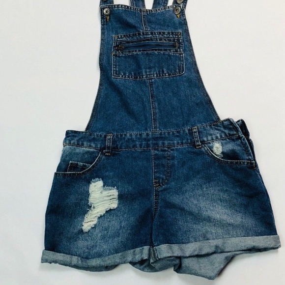 womens distressed overall shorts